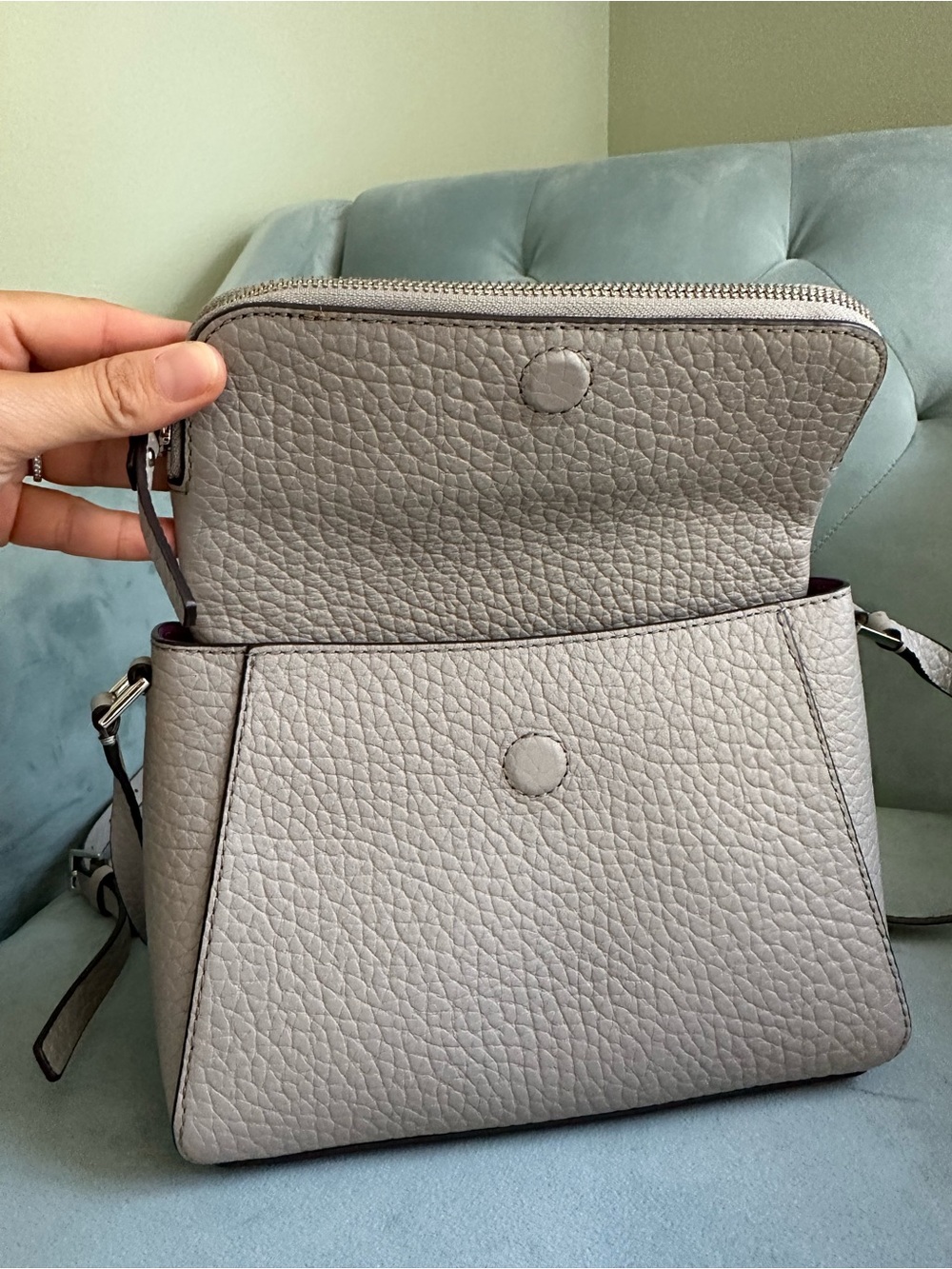 kate spade Pebbled Leather Crossbody Bag in Light Gray - Picture 12 of 17